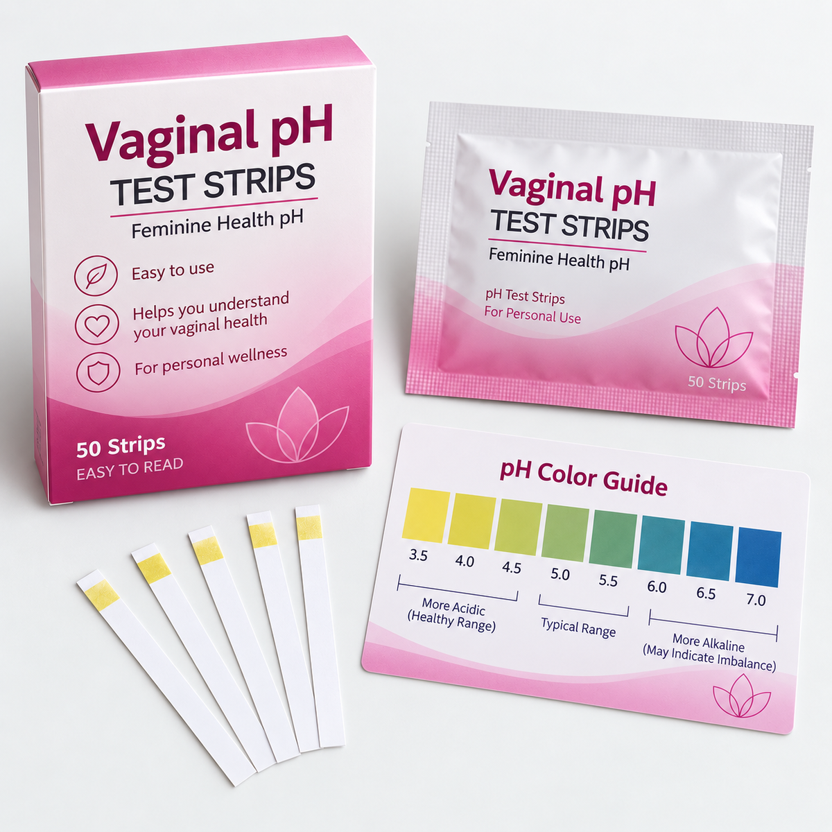 Vaginal pH Test Strips | At-Home pH Awareness Kit (50-strips)